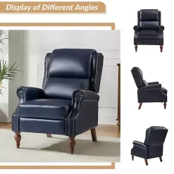 Hot Kirklands Home Rosalie Navy Faux Leather Manual Recliner Blue