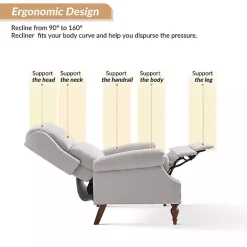 Clearance Kirklands Home Rosalie Oatmeal Upholstered Manual Recliner White