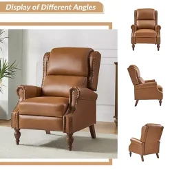 Best Kirklands Home Rosalie Faux Leather Manual Recliner Tan