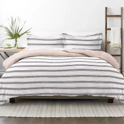 New Kirklands Home Rose Pink Echo Stripe 3-pc. Queen Duvet Cover Set
