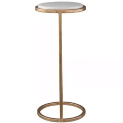 Online Kirklands Home Round Aged and Marble Accent Table Gold