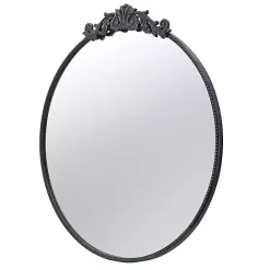 Hot Kirklands Home Round Antique Floral Scroll Mirror, 39 in. Black