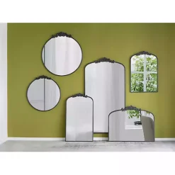 Hot Kirklands Home Round Antique Floral Scroll Mirror, 39 in. Black
