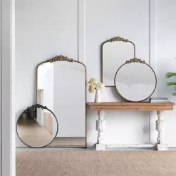 Hot Kirklands Home Round Antique Floral Scroll Mirror, 39 in. Black