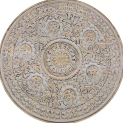 Clearance Kirklands Home Round Antique Etched Pedestal Accent Table Gray