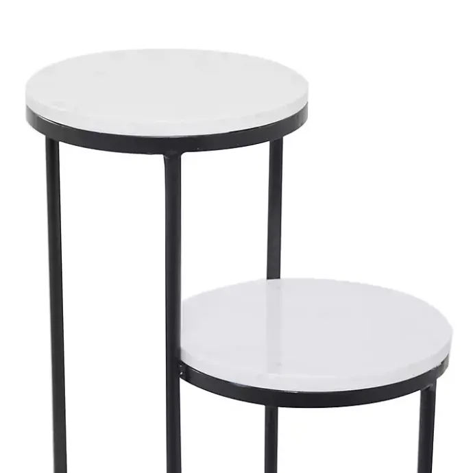 Clearance Kirklands Home Round Black and White Marble 4-Tier Plant Stand