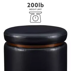 Clearance Kirklands Home Round Faux Leather Storage Ottoman Black