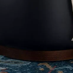 Clearance Kirklands Home Round Faux Leather Storage Ottoman Black