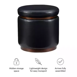 Clearance Kirklands Home Round Faux Leather Storage Ottoman Black