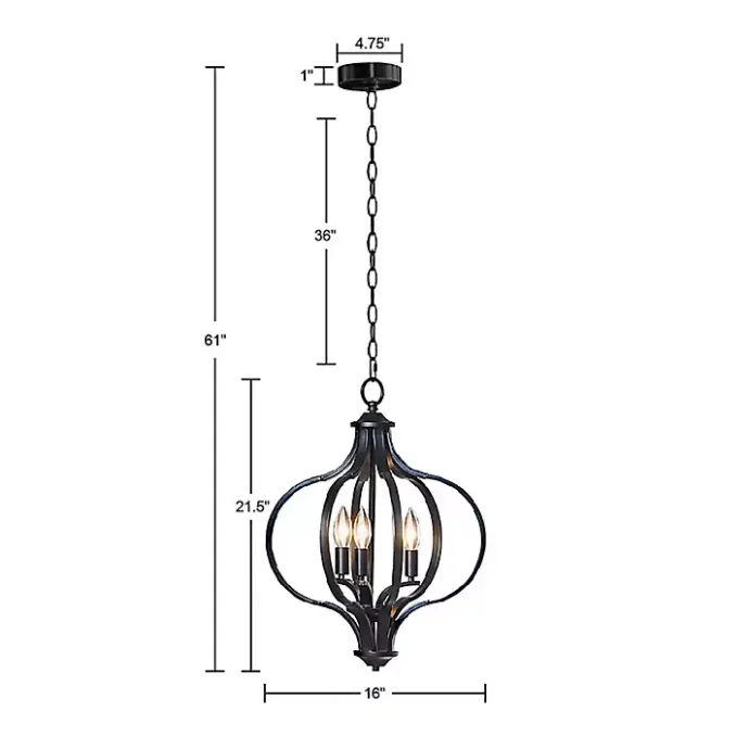 Discount Kirklands Home Round Iron Ornate Pendant Light Black