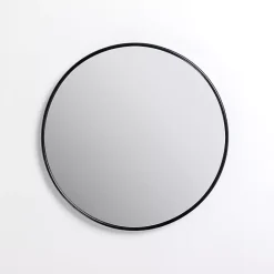 Kirklands Home Round Black Nouveau Linear Wall Mirror, 20 in.