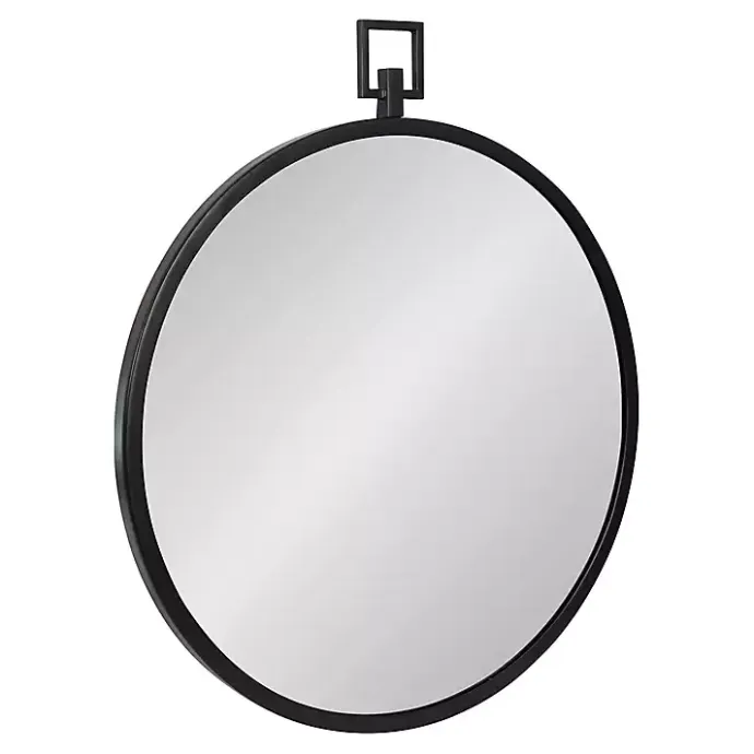Hot Kirklands Home Round Black Tabb Metal Wall Mirror