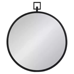 Hot Kirklands Home Round Black Tabb Metal Wall Mirror