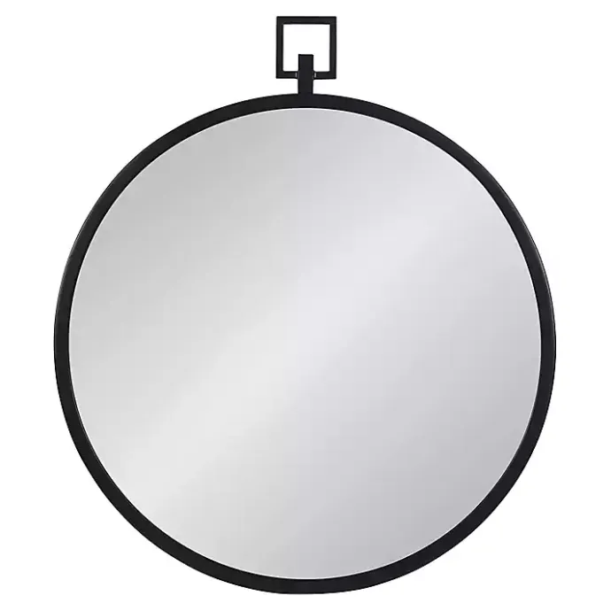 Hot Kirklands Home Round Black Tabb Metal Wall Mirror
