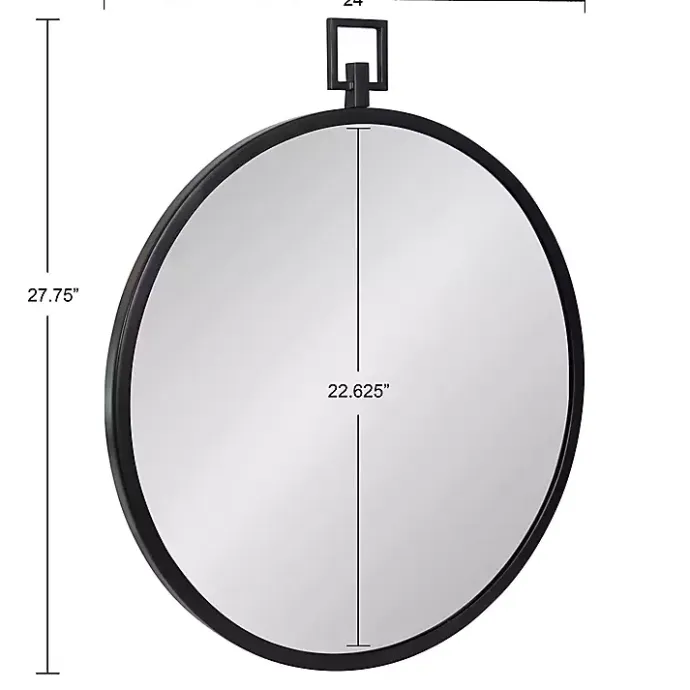 Hot Kirklands Home Round Black Tabb Metal Wall Mirror