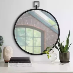 Hot Kirklands Home Round Black Tabb Metal Wall Mirror