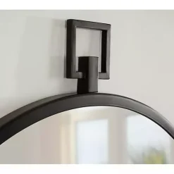 Hot Kirklands Home Round Black Tabb Metal Wall Mirror
