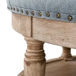 New Kirklands Home Round Cepheus Tufted Ottoman Blue
