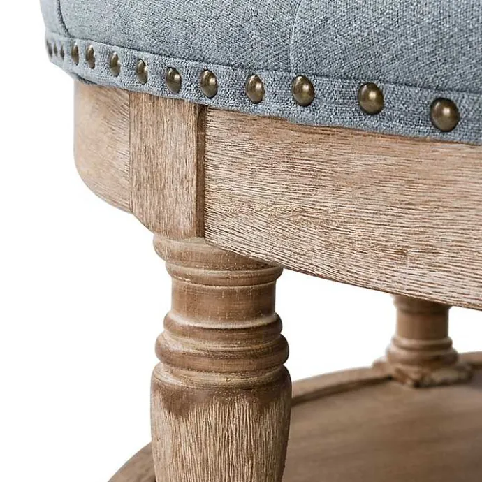 New Kirklands Home Round Cepheus Tufted Ottoman Blue