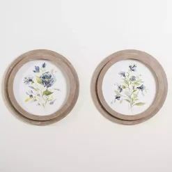 Online Kirklands Home Round Blue Florals I Framed Art Print