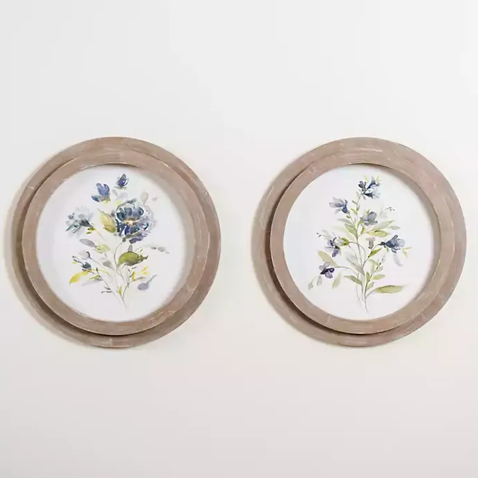 New Kirklands Home Round Blue Florals II Framed Art Print