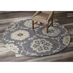 Best Kirklands Home Round Geometric Floral Area Rug, 4x4 Blue