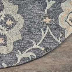 Best Kirklands Home Round Geometric Floral Area Rug, 4x4 Blue