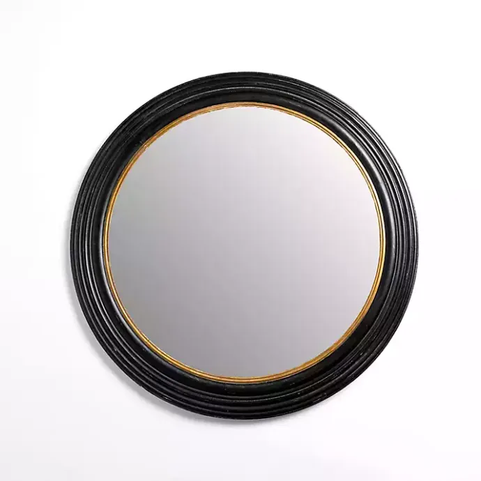 Discount Kirklands Home Round Bodiford Black and Gold Wall Mirror