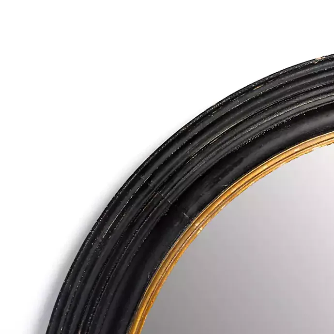 Discount Kirklands Home Round Bodiford Black and Gold Wall Mirror