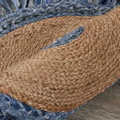 Outlet Kirklands Home Round Braided Jute and Denim Area Rug, 3x3
