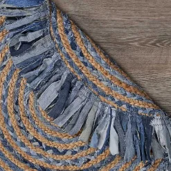 Hot Kirklands Home Round Braided Jute and Denim Swirl Area Rug, 3x3
