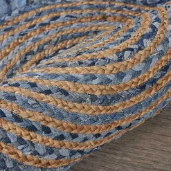 Hot Kirklands Home Round Braided Jute and Denim Swirl Area Rug, 3x3