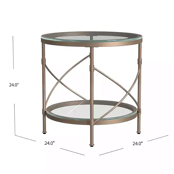 Online Kirklands Home Round Bronze Metal and Glass Accent Table Gold