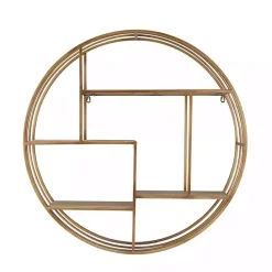 Sale Kirklands Home Round Bronze Metal and Tiered Wood Wall Shelf