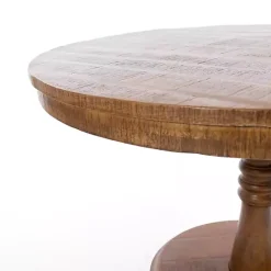 Hot Kirklands Home Round Wood Pedestal Dining Table Brown