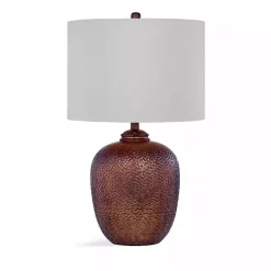 Best Kirklands Home Round Copper Textured Table Lamp White