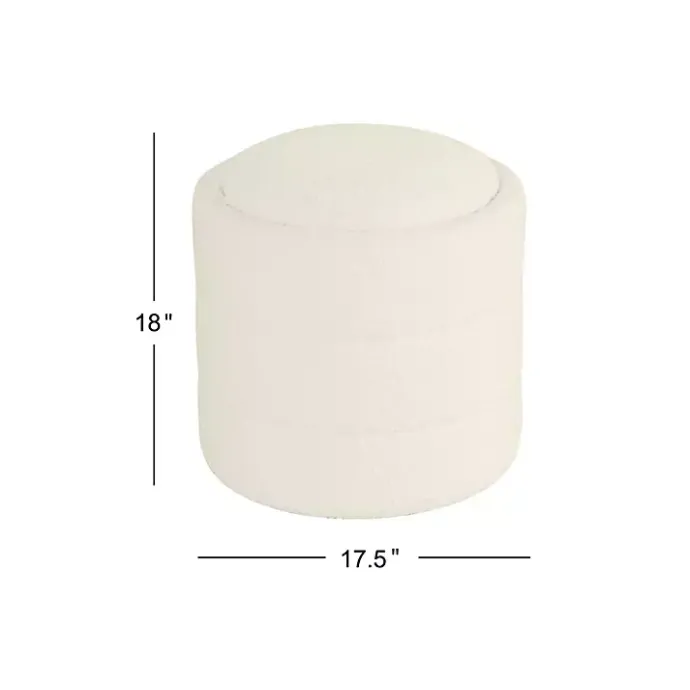 Best Kirklands Home Round Cream Boucle Storage Ottoman Ivory