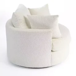 Hot Kirklands Home Round Cream Boucle Swivel Accent Chair Ivory