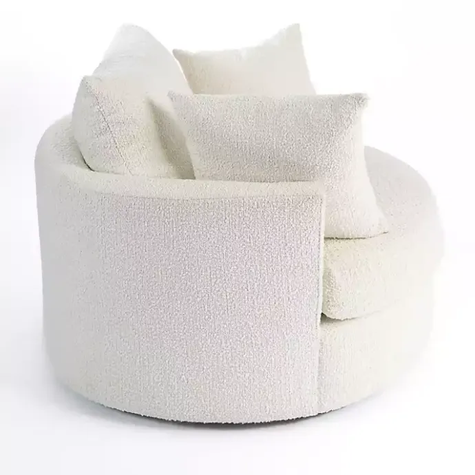 Hot Kirklands Home Round Cream Boucle Swivel Accent Chair Ivory