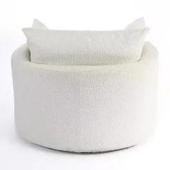 Hot Kirklands Home Round Cream Boucle Swivel Accent Chair Ivory