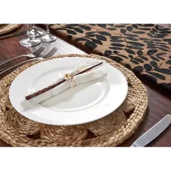 New Kirklands Home Round Decorative Braided Jute Placemats, Set of 2 Tan