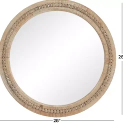 Online Kirklands Home Round Distressed Beaded Wall Mirror, 28 in.