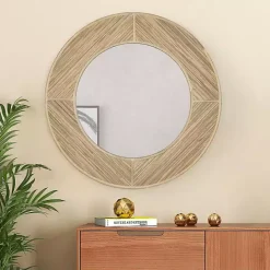 Online Kirklands Home Round Elyas Natural Rattan Wall Mirror