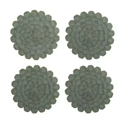 Kirklands Home Round Eucalyptus Leaves Placemats, Set of 4 Green