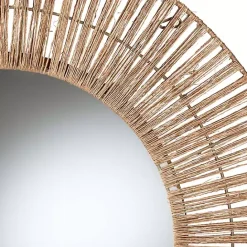 New Kirklands Home Round Geona Metal and Seagrass Wall Mirror