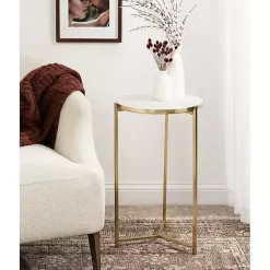 Online Kirklands Home Round Aguilar Accent Table Gold