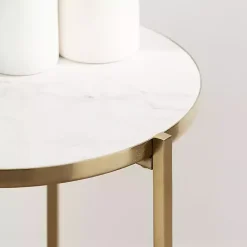 Online Kirklands Home Round Aguilar Accent Table Gold