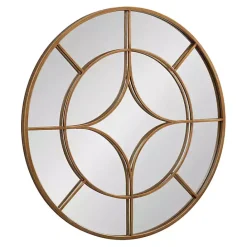 Clearance Kirklands Home Round Gold Geometric Overlay Wall Mirror