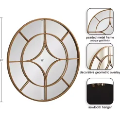 Clearance Kirklands Home Round Gold Geometric Overlay Wall Mirror