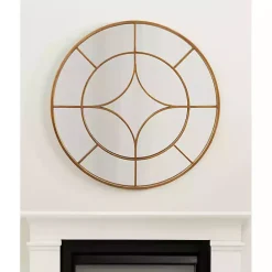 Clearance Kirklands Home Round Gold Geometric Overlay Wall Mirror